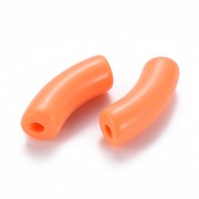 Perlas de tubo curvado de acrílica opaca 35x11 mm - Naranja x6