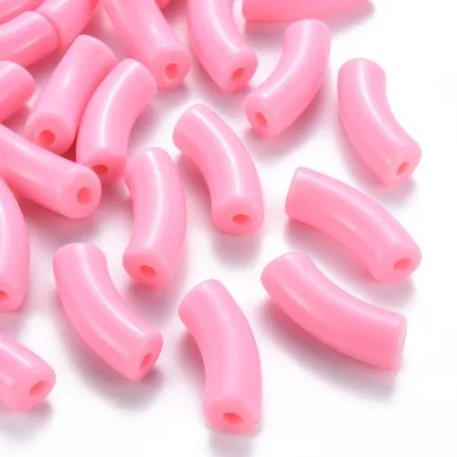 Cuentas tubo curvadas 35x11 mm en acrílico opaco - Rosa claro x6