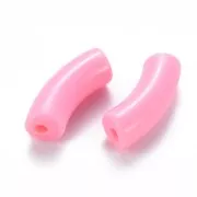 Perlas de tubo curvado de acrílica opaca 35x11 mm - Rosa claro x6