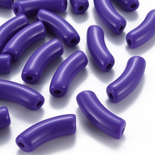 Perlas de tubo curvado de acrílica opaca 35x11 mm - Morado oscuro x6