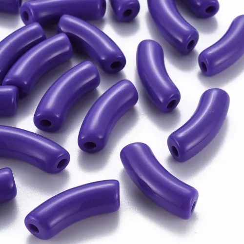 Perlas tubo curvadas 35x11 mm en acrílico opaco - Violeta oscuro x6