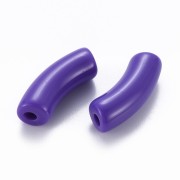 Perlas de tubo curvado de acrílica opaca 35x11 mm - Morado oscuro x6