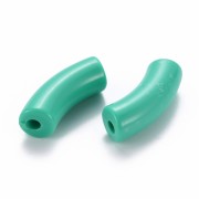 Cuentas de tubo curvado de acrílica opaca 35x11 mm - Verde Turquesa x6