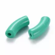 Cuentas tubo curvadas 35x11 mm en acrílico opaco - Verde turquesa x6