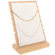 Joyero para collar - Présentoir chevalet 25x17 cm bambù - gamuza Beige