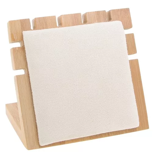 Joyero para collar - Expositor de joyas 10x11 cm Bambu - Gamuza Beige
