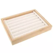 Joyero - Expositor de joyas para anillos 20x15 cm en Bambou y suédine - Beige x1