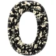 Colgante Hueco Ovalado de Acetato 47x35 mm - Purpurina - Oro - Negro x1