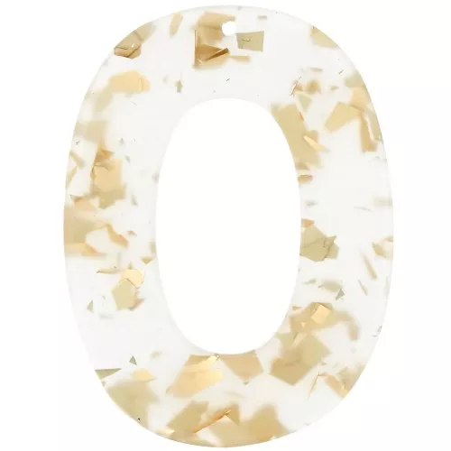 Colgante Hueco Ovalado de Acetato 47x35 mm - Purpurina - Oro - Transparente x1