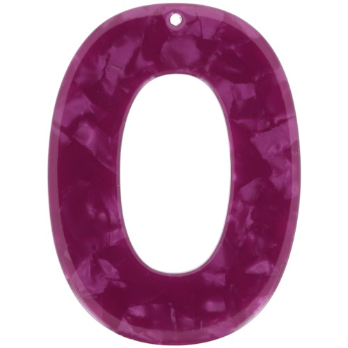 Colgante hueco ovalado de acetato 47x35 mm - carey - frambuesa nacarado x1