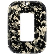 Colgante rectángulo hueco de acetato 40x30 mm - Purpurina - Oro - Negro x1