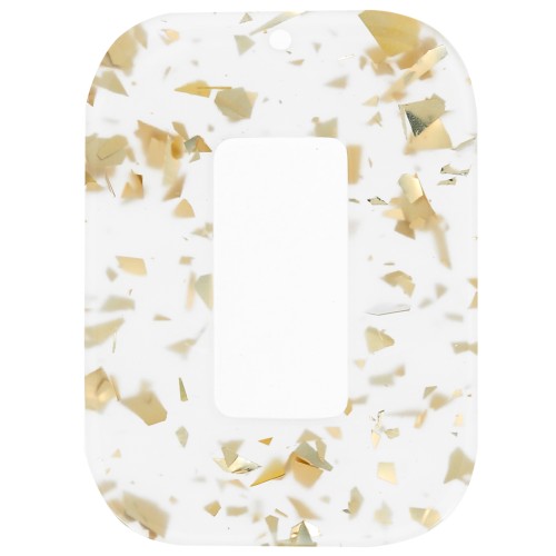 Colgante Rectángulo de acetato 40x30 mm - Glitter - Dorado - Transparente x1