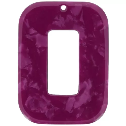 Colgante Rectángulo Hueco de Acetato 40x30 mm - Carey - Frambuesa Nacarado