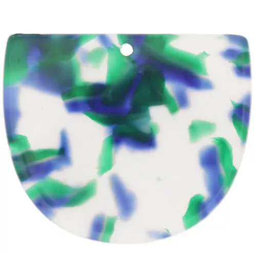 Colgante de media luna de acetato 29x34 mm - Carey - Azul oscuro - Verde x1