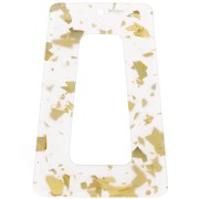 Colgante trapecio hueco de acetato 50x35 mm - Purpurina - Oro - Transparente x1