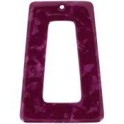 Colgante trapecio hueco de acetato 50x35 mm - Carey - Frambuesa nacarado