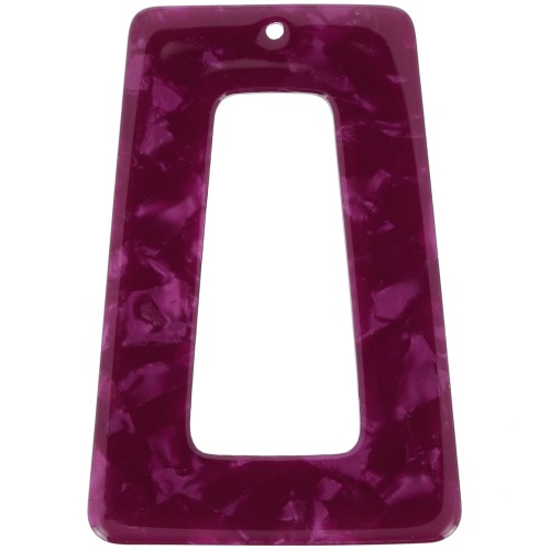 Colgante trapecio calado de acetato 50x35 mm - Concha de Tortuga - Frambuesa Nacarado