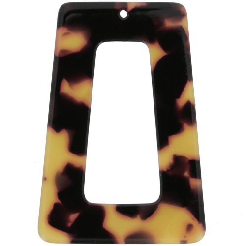 Colgante trapecio hueco de acetato 50x35 mm - Carey - Marrón - Negro x1