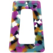 Colgante trapecio calado de acetato 50x35mm - Concha de Tortuga Fucsia - Azul - Camel|raw }}