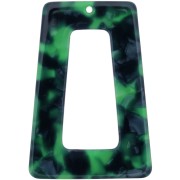Colgante trapecio calado de acetato 50x35mm - Concha de Tortuga - Verde Oscuro - Negro x1|raw }}