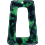 Colgante trapecio calado de acetato 50x35mm - Concha de Tortuga - Verde Oscuro - Negro x1