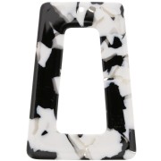 Colgante trapecio hueco de acetato 50x35 mm - Carey - Negro - Blanco x1