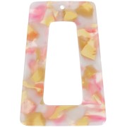 Colgante trapezoidal hueco de acetato 50x35 mm - Caparazón de tortuga - Rosa nacarado - Miel