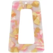 Colgante trapezoidal hueco de acetato 50x35 mm - Caparazón de tortuga - Rosa nacarado - Miel