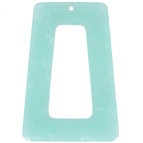 Colgante trapecio calado de acetato 50x35 mm - Concha de Tortuga - Perla Menta x1