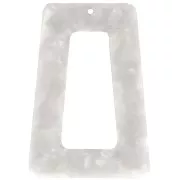 Colgante trapecio calado de acetato 50x35 mm - Concha de Tortuga - Perla Blanca x1