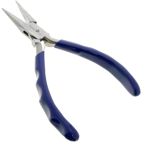 Pinza plana de puntas redondas con resorte, 14,5 cm, mango ergonómico, de Cuentas&Co, azul, 1 unidad