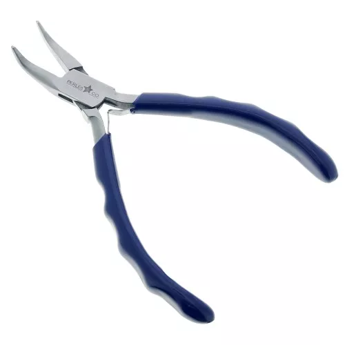 Alicates con punta de resorte doblada 14 cm con mango ergonómico de Perles&Co - Azul x1