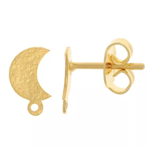 Tachuelas de luna 9x6 mm con anilla cerrada - Chapado en dorado x2