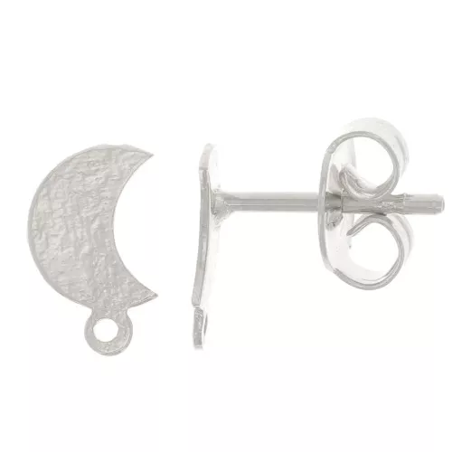 Tachuelas de luna 9x6 mm con anilla cerrada - Plateado x2
