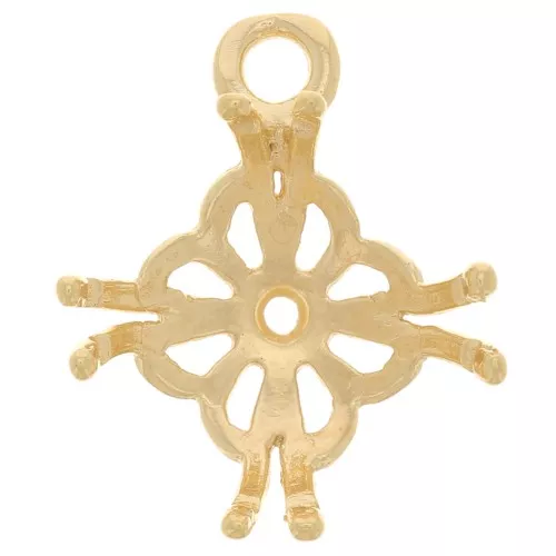 Colgante de filigrana para semiperforado y rivoli 10 mm - Dorado con oro fino 3 micras x1