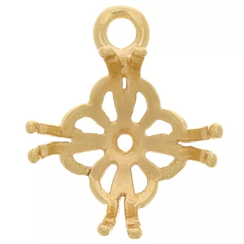 Colgante de filigrana para semiperforado y rivoli 10 mm - Dorado con oro fino x1