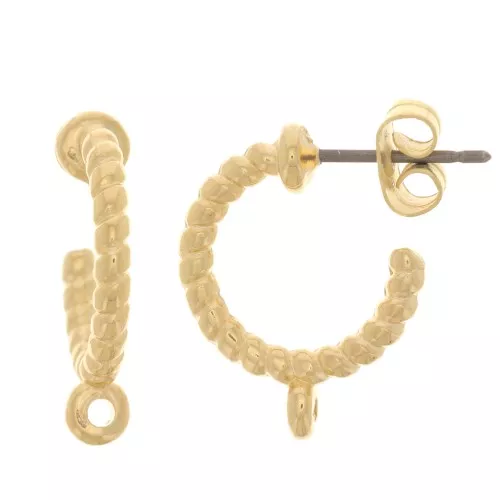 Aros abiertos de cuerda retorcida con anillo de 14 mm - Dorado con oro fino x2