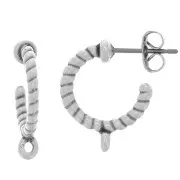 Pendientes de aro de cuerda abierta retorcida con aro de 14 mm - Chapado en plata antigua x2