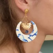 Tachuelas étnicas de 10 mm con anilla - Dorado con oro fino x2