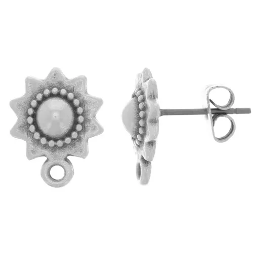 Tachuelas étnicas de 10 mm con anilla - Plateado antiguo x2