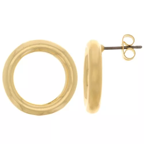 Tachuelas - círculo hueco de 19 mm - chapado en oro x2