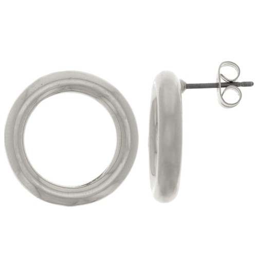 Tachuelas - Círculo hueco 19 mm - Plateado antiguo x2