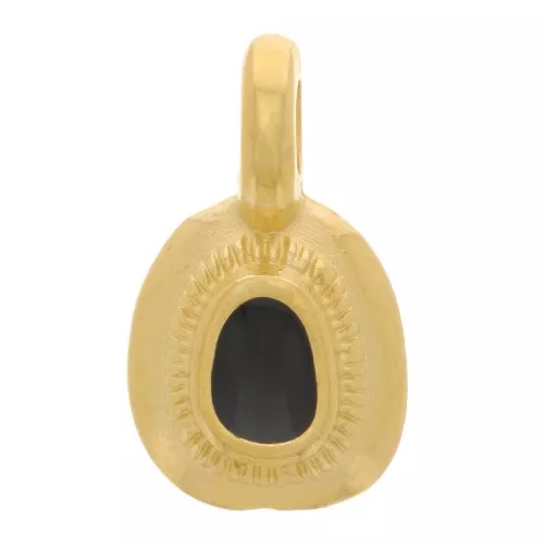 Charm étnico irregular 11x6 mm con resina epoxi - Dorado con oro fino - Negro x1