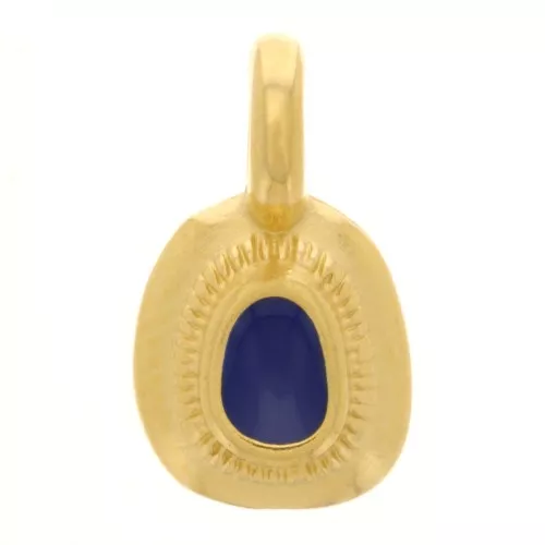 Colgante étnico irregular 11x6 mm con resina epoxi - Dorado con oro fino - Azul oscuro