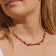 Colgante étnico irregular 11x6 mm con resina epoxi - Dorado con oro fino - Azul oscuro