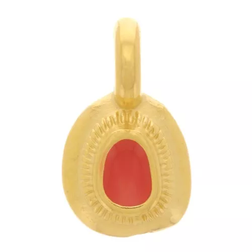 Colgante étnico irregular 11x6 mm con resina epoxi - Dorado con oro fino - Naranja x1