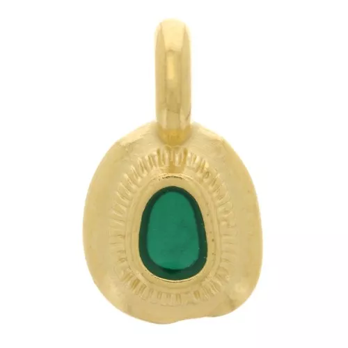 Charm étnico irregular 11x6 mm con resina epoxi - Dorado con oro fino - Verde x1