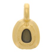 Colgante étnico irregular 11x6 mm con resina epoxi - Dorado con oro fino - Gris oscuro