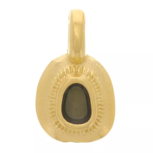 Colgante étnico irregular 11x6 mm con resina epoxi - Dorado con oro fino - Gris oscuro