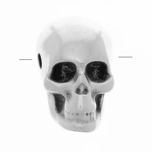 Cuenta de calavera y huesos cruzados 9x7 mm - Plateado antiguo x1